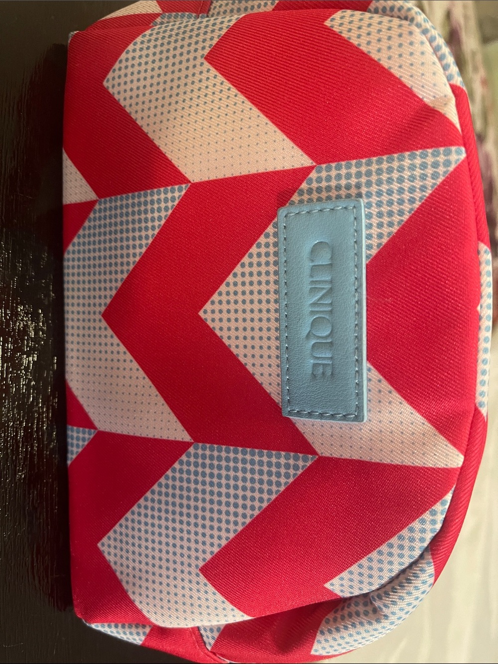 Clinique Red White Blue Chevron Cosmetic Bag